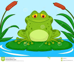 Cute Green Frog Cartoon On A Lily Pad Illustration 33233016 Frog Drawing Lily Pad Drawing Frog Art
