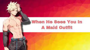 Anime!my hero academia midoriya izuku todoroki shoto bakugou katsuki kaminari denki maid dress uniform cosplay costume free ship 0.0 store: When He Sees You In A Maid Outfit Katsuki Bakugou X Listener Youtube