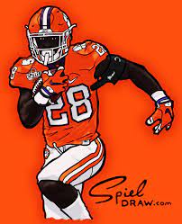 Digital Illustration Of Clemson Running Back Tavien Feaster Created With Procreate And Phot Clemson University Football Clemson Tigers Football Tiger Football