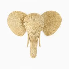 Vintage wicker horse head, faux taxidermy horse head, wall mount. Elephant Wall Decor Rattan Kids Animal Wall Head Baby Kids Furniture Wholesale
