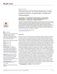Price, israel alfonso, john a. Pdf Interventions To Minimize Blood Loss In Very Preterm Infants A Systematic Review And Meta Analysis