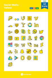 Social Media Yellow Free Icon Pack 40 Filled Outline Icons Free Icon Packs Social Media Logos Social Media