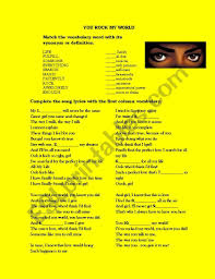 Dare to think the world of true love always. You Rock My World Esl Worksheet By Linyus