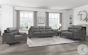 Lambent silver gray leather double reclining living room set. Mischa Dark Gray Living Room Set From Homelegance Coleman Furniture