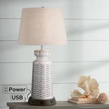 Convenient table lamp with usb port and outlet: 360 Lighting Country Cottage Table Lamp With Usb And Ac Power Outlet Workstation Charging Base Rustic Cream White Ceramic Bedroom Walmart Com Walmart Com