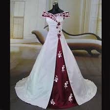 Elegant Wedding Dress Burgundy And White A Line Off The Shoulder With Embroidery On Storenvy Bridal Dresses Online Wedding Dress Bridal Bridesmaid Dresses