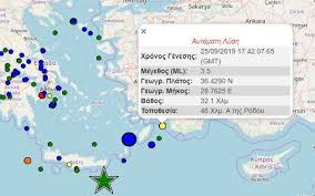 Το εστιακό βάθος εκτιμάται στα 63, 3 χιλιόμετρα. Seismos Twra Anatolika Ths Rodoy
