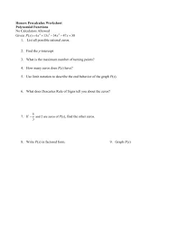 Showing 8 worksheets for honorasp. Honors Precalculus Worksheet Polynomial Functions No