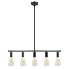 Globe Electric Chromeo 5 Light Matte Black Linear Pendant 65070 The Home Depot