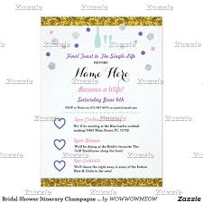 Bridal Shower Itinerary Champagne Invitation Zazzle Com Wedding Itinerary Template Wedding Weekend Itinerary Wedding Itinerary