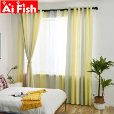 4.8 out of 5 stars with 213 ratings. Modern Window Curtains Semi Shading Bedroom Mediterranean Yellow Grey Stripe Sheer Tulle For Living Room Curtain Fabrics My025 4 Curtains Aliexpress