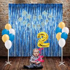 Did you scroll all this way to get facts about one year old boy birthday decorations? Party Propz Happy Birthday Combo Include 3 Blue Foil Curtain 1 Happy Birthday Banner 24 Pcs Blue Golden White Balloon No 2 Foil Balloon Happy Birthday Party Supplies Happy Birthday Party Decoration
