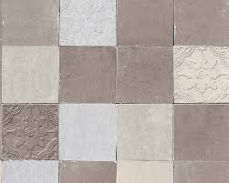 Die tapete oder die fliesen? Livingwalls Tapete Fliesen Creme Grau 374063