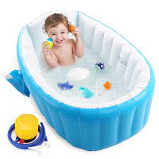 How to choose the best baby bathtubs 2021. Baby Inflatable Bathtub Pawsky Portable Infant Toddler Bathing Tub Non Slip Travel Bathtub Mini Air Swimming Pool Kids Thick Foldable Shower Basin Blue Amazon Com Au Baby