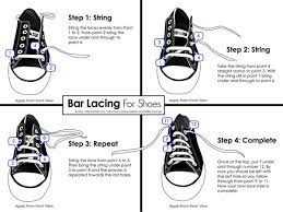 You can find almost any way to lace shoes on this site. Bar Lacing Ed