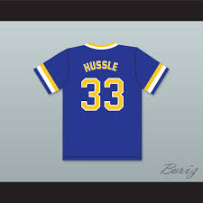 It's hussle's crenshaw logo on a blue los angeles lakers alternate jersey. Nipsey Hussle 33 Crenshaw High School Blue Baseball Jersey