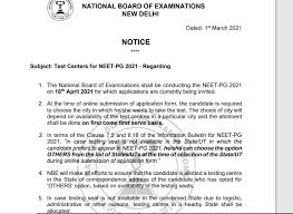So, aspirants who are pending to pay the fee can go through the below link. Neet Pg 2021 Nbe Releases Notification For Test Centres Check Details Here