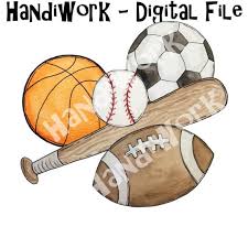 Baseball Basketball Football And Soccer Png File Etsy Ball Drawing Sports Painting Baseball Drawings
