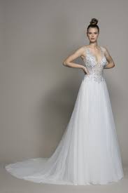 Crystal V Neck Wedding Dress With Tulle Skirt Kleinfeld Bridal Pnina Tornai Wedding Dress V Neck Wedding Dress Wedding Dress Trends