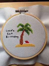 An alphabet with numbers is included in the chart so you can choose the name and the date. Fo This Was A Spontaneous And Slightly Original Pattern I Stitched To Gift And Commemorate My Nephews 1st Birthday The Party Was Christmas In July Themed Pattern Details Will Be In Comments