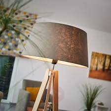 Mit Grauem Filzschirm Holz Stehlampe Thea Lampenwelt At