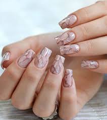 Dark pink marble nails w/ clear acrylic drops. Top 10 Water Marble Nail Art Design Tutorials Pictures For 2019