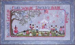 1897 schoolhouse samplers (18) a. Praiseworthy Stitches Freedom Park Cross Stitch Pattern