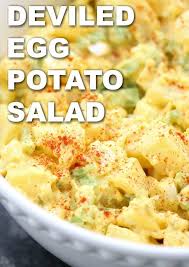 Place the egg cubes in the bowl with the potatoes. Deviled Egg Potato Salad Recipe Recipe Potato Salad Recipe Easy Best Potato Salad Recipe Easy Salad Recipes