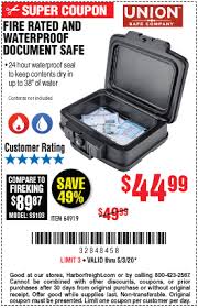 Union Safe Company Waterproof And Fire Rated Document Safe For 44 99 In 2020 Safe Company Document Safe Harbor Freight Tools