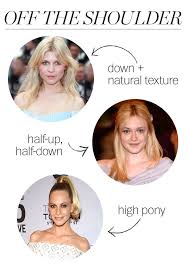 21 Perfect Hair And Neckline Combos For Every Party Dress You Own Off Shoulder Dress Hairstyle Shoulder Hair Perfect Hair