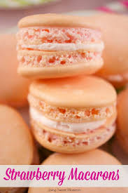 Strawberry Macarons Recipe Yummly Recipe Strawberry Recipes Macaroon Recipes Macaron Recipe