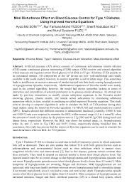 This information is intended for general information only and should not be considered as medical advice on the part of diabetic risk test. Meal Disturbance Effect On Blood Glucose Control For Type 1 Diabetes Using Improved Hovorka Equations Scientific Net