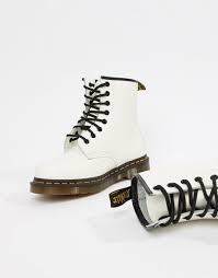 Dr Martens Dr Martens 1460 White Leather Flat Ankle Boots Doc Martens Ankle Boots Flat White Leather Flats