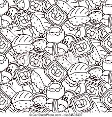 Sushi coloring pages kawaii sushi coloring pages. Sushi Coloring Page Vector Seamless Pattern Japan Food Rolls Background Canstock