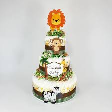 Jungle Safari Diaper Cake Centerpiece Safari Baby Shower Cake Safari Diaper Cakes Jungle Baby Shower Cake
