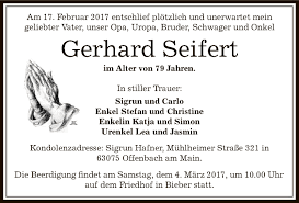 Traueranzeigen von Gerhard Seifert