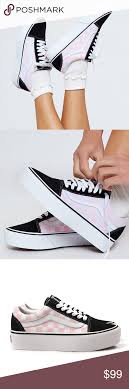 Black And White Checkered Vans With Black Stripe Vans Old Skool Platform Checkers Black Pink White Checkered Vans Outfit Black Pink Vans Old Skool