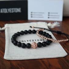Black And Gold Bracelet For Men Black Onyx Beads And Rose Gold Lions Head Bracelet By Atolyestone Mens Spring Summer Fashion Body Jewelry Shop Mens Jewelry Onyx Bead