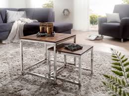 Wohnling Set Of 2 Nesting Table Guna Wl1 308 Made Of Sheesham Solid Wood And Metal Wohn Metal Nesting Sheesham Solid Table Nesting Tables Home Decor
