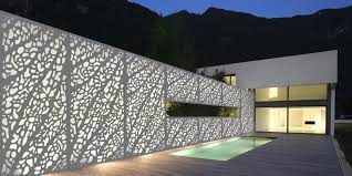 Exterior Wall By Pool Moz Designs Decorative Metal And Architectural Products Architecture Exterior Exterior Design