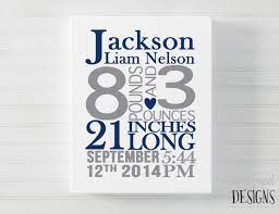 Baby Birth Stats Canvas Boy Birth Announcement Wall Art Nursery Canvas Personalized Canvas Baby Gift Navy Gray Nursery Baby Boy Gift Birth Announcement Wall Art Baby Birth Stats Birth Stats Sign