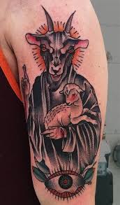 12 Cute Creepy Beautiful Sheep And Goat Tattoos Satanic Tattoos Tattoos Ram Tattoo