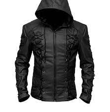 Roy Harper Black Arrow Jacket Men Leather Jacket Celebrity Jackets For Leather Jacket With Hood Celebrity Jackets Faux Leather Jacket Men