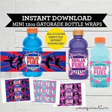 American Ninja Warrior Mini Gatorade 12oz Bottle Wraps Digital File Only Supplied No American Ninja Warrior Party Ninja Birthday Ninja Birthday Parties