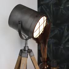 Stehlampe Berlin 1 Flammig Holz Metall Grau Nur 2 Tage