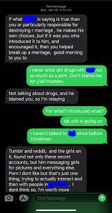 So this piece of work texts me a month ago to accuse me of ruining her  marriage. It came out yesterday that she was cheating with her father in  law and possibly
