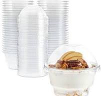 Juvale 50-Pack 5 oz Plastic Dessert Cups with Lids - Bulk Ice Cream  Containers with Dome Lids (Clear)