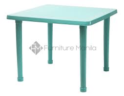 Square dining table with red tablecloth and round leg on white background. Uratex 1201 Square Table Furniture Manila