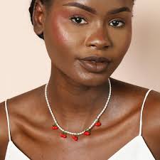 Cherry Charms Pearl Beaded Necklace