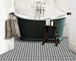 Interesting idea here with the mirror. Small Bathroom Flooring Ideas From Bold Colours And Striking Patterns To Soothing Neutrals And More Homes Gardens